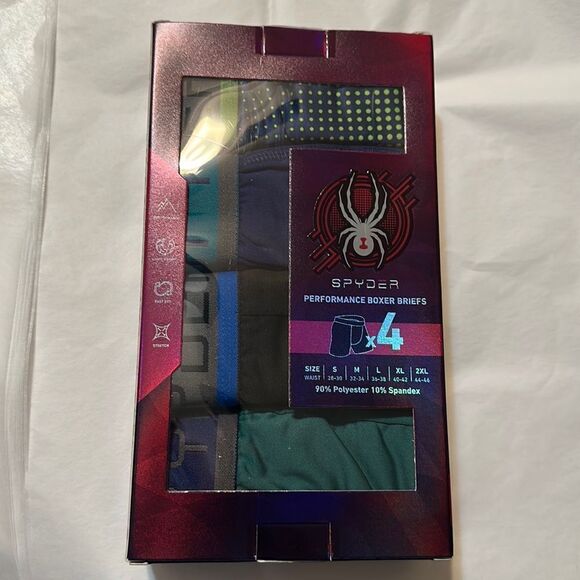 Spyder M Performance Boxer Briefs Polyester Spandex Lightweight Pack of 4 - Picture 5 of 11